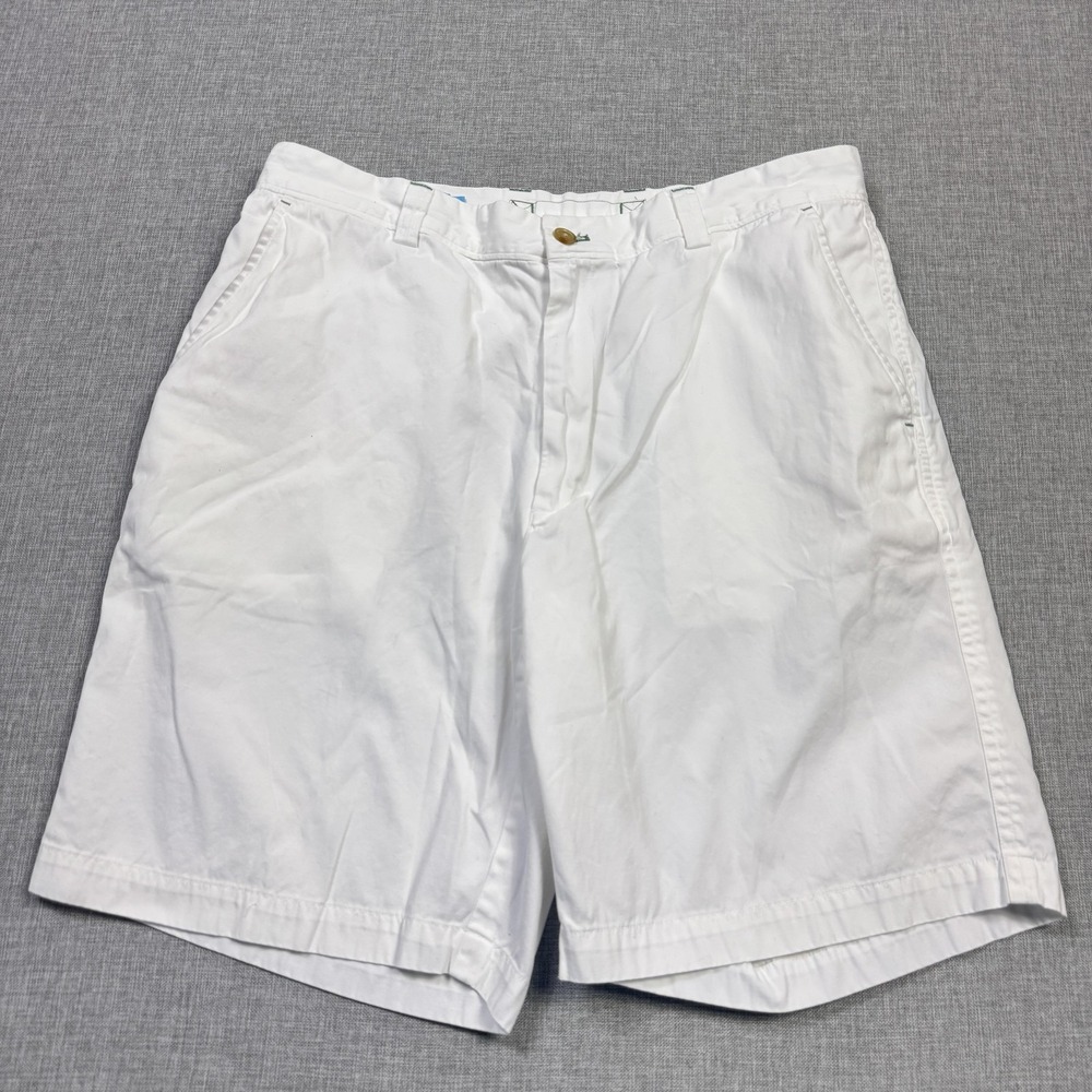 J. McLaughlin Chino Shorts Mens 34 White Cotton Canvas Pockets 9 Inseam